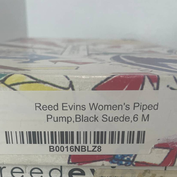 Reed Evins Black Suede Piped Pump Women's Heels 6M New in Box - Picture 12 of 12